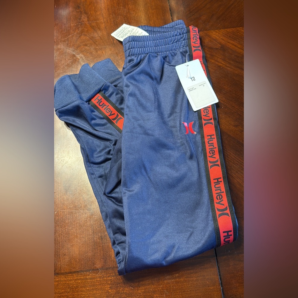 Hurley Navy Joggers with Red Logo Tape